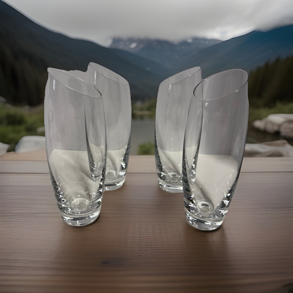 Sloane Slanted Glass Stemless Champagne Flutes - Bomshbee - Set of 4